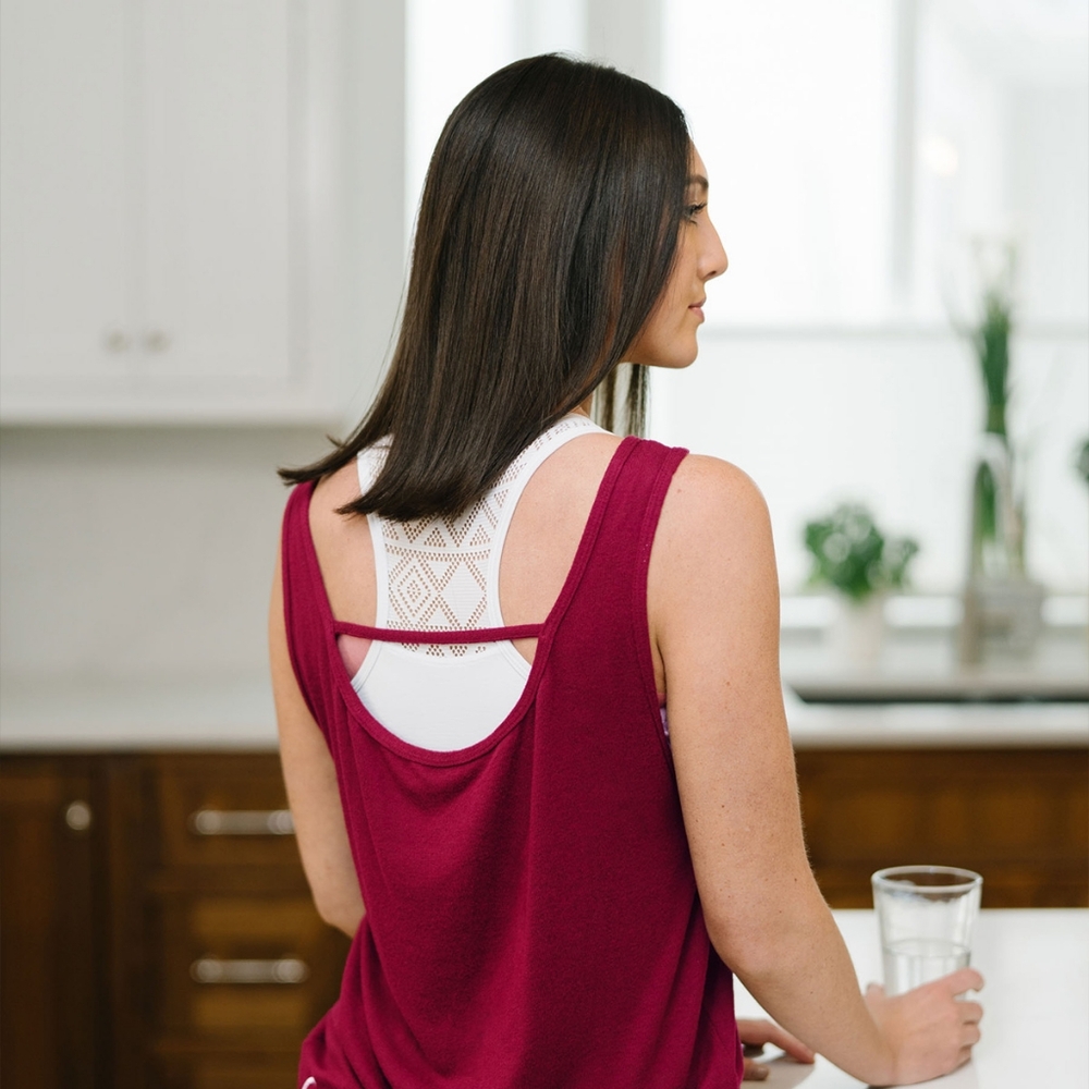Zyia Cranberry Lounge Boyfriend Sweater Tank (#1626)